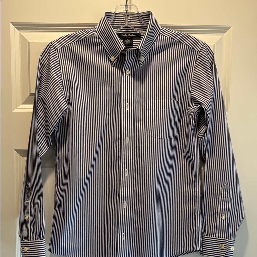 Boys Brooks Brothers Blue and White Striped Button Down Shirt